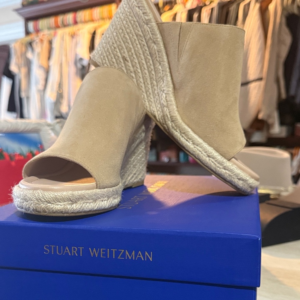 Stuart Weitzman Beige Espadrille Wedges